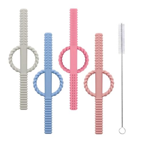 YAPROMO Baby Teething Chewy Tubes with Safe Shield,Hollow Teether Tubes for Toddlers Infants, BPA Free, Latex Free-3 Pack
