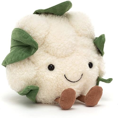 Jellycat Amuseables Cauliflower Stuffed Toy, 8 inches | Vegetable Plush | Fun Gift Idea