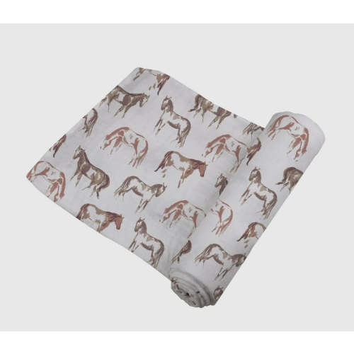 Wild horse baby bamboo swaddle blanket