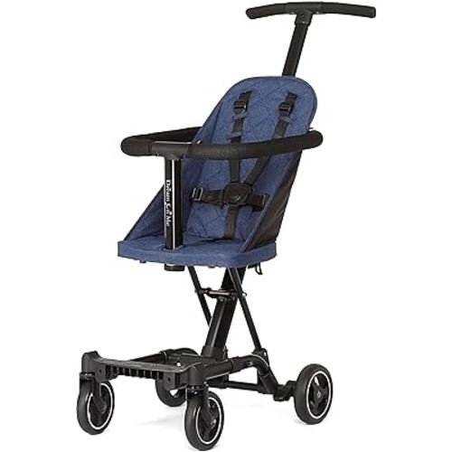 Dream On Me Coast Rider Travel Stroller, Lightweight & Compact Baby Stroller, Theme Park Approved, Book-Folding Design, Adjustable Handle, Soft-Ride Wheels, Converts to Rider & Scooter - Navy