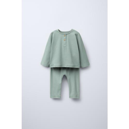 HENLEY T-SHIRT AND JOGGERS SET - Light green | ZARA United States