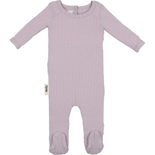 Baby Fine Rib Stretch Cotton Footie, 3M, Purple