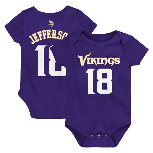 Newborn & Infant Justin Jefferson Purple Minnesota Vikings Mainliner Player Name & Number Bodysuit