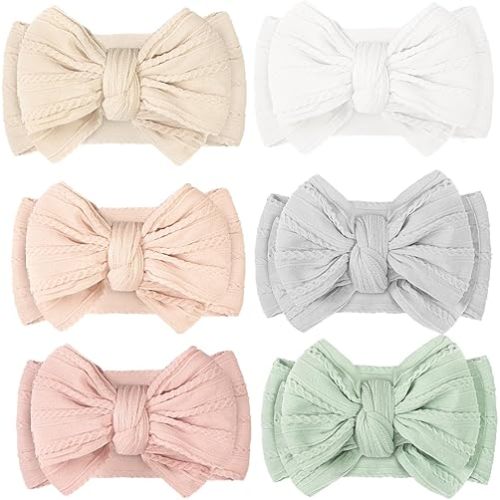 Yxiang 6PCS Super Stretchy Soft Baby Headband,Cute Big Bows Head Wrap Nylon Headband for Baby Girls Newborn Infant Toddlers