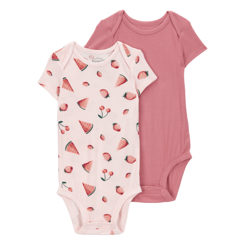 Baby 2-Pack Short-Sleeve PurelySoft Bodysuits - Pink - Carter's | Carter's