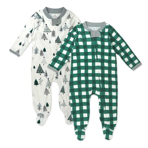 HonestBaby Baby Sleep N' Play One-Piece Sleeper Zip-Front Organic Cotton Footed Holiday Pajamas