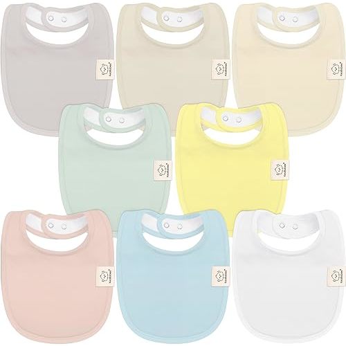 8-Pack Organic Baby Bibs for Boys, Girls - Soft Cotton Drooling and Teething Baby Bibs, Baby Girl Bibs, Baby Boy Bibs, Baby Drool Bibs for Baby Girl, Boy, Newborn Infant Bibs(Dawn)