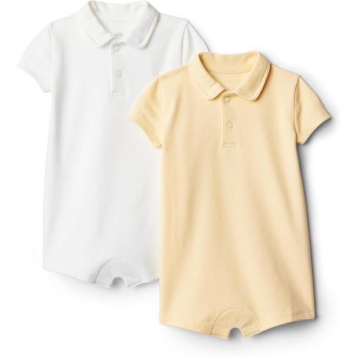 Amazon Essentials x Sofia Grainge Baby Boys' Short Sleeve Romper, Pack of 2