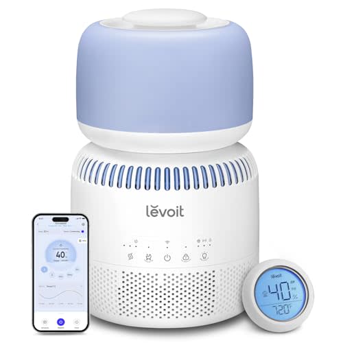 LEVOIT Humidifiers for Bedroom Baby, Sprout Evaporative with Dual Filters for Air & Water, Separate Sensor, Adjustable No Blue Nightlight, Auto Dry, Smart Control & Alexa, Auto Mode, 3.8L Tank for 36H