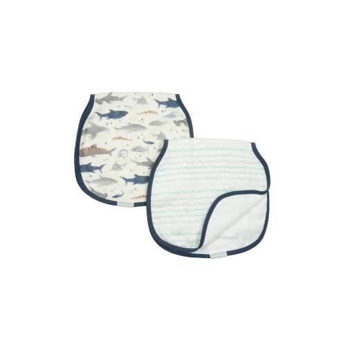 Burp Cloth Set - 2 Pack - Smiley Sharks