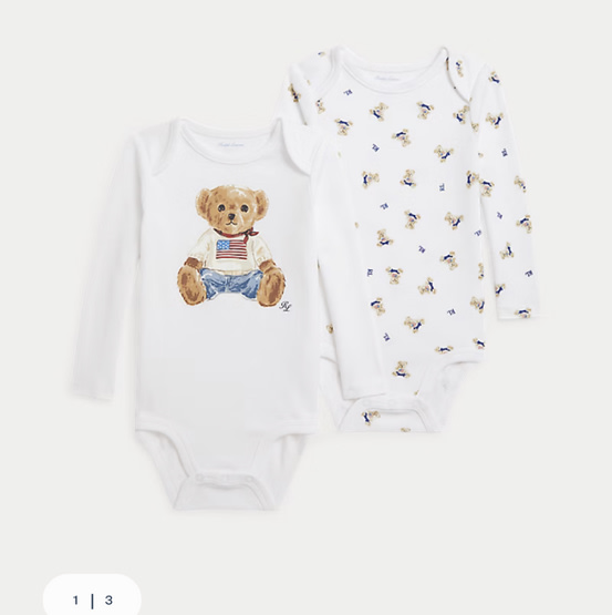 Polo Bear Cotton Bodysuit 2-Pack