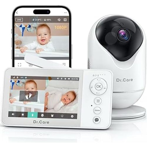 VistaView Lite RB Smart WiFi Baby Monitor - 4” 720P Split Screen & 1080P Camera App Control, Motion Alerts, 2500mAh Removable Battery, HD Night Vision, 2-Way Talk, Multi-User, Triple Security
