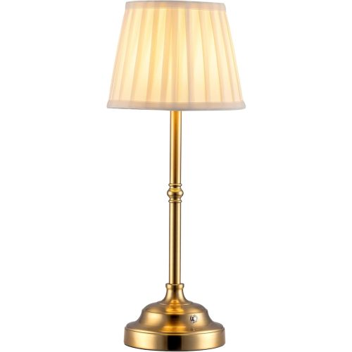 KDG Portables Cordless Table Lamp, Fabric Shade Desk Lamp, 4000mAh Rechargeable Battery Powered Lighting, Dimmable Light for Dining Room, Bedroom, Bedside, Bar, Night Light, Camping, Balcony (Bronze)