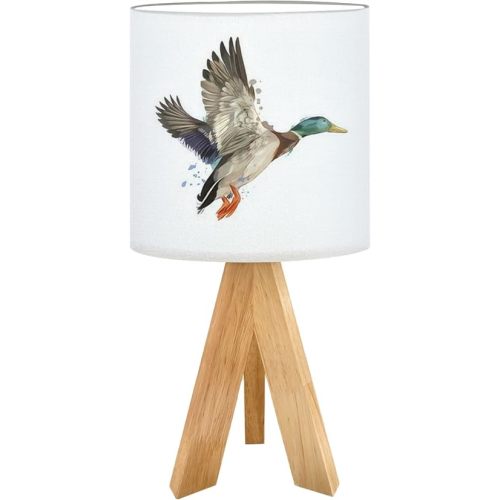 Cute Kids Bedside Desk Table Lamp Duck from splash watercolor colored drawing realistic paints Children Nightstand Lamp, Tripod Small Night Lights Linen for Nursery Room Bedroom Dorm Decor