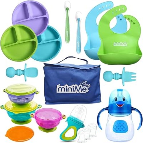 Baby Feeding Set, Silicone Suction Plates Bibs Spoons, Toddler Eating Utensils, Dish Supplies, Suction Bowls, Sippy Cup, Food Feeder