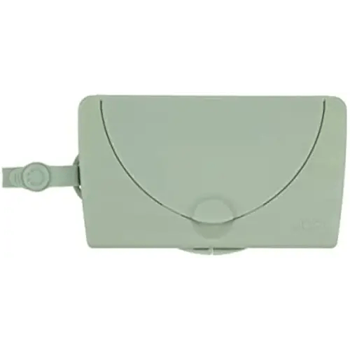 Ubbi On-The-Go Baby Wipes Dispenser, Portable Wipes Container for Travel, Diaper Bag Accessory Must Have for Newborns, Reusable Wipes Holder, Sage Green
