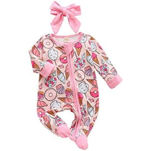 CIYCUIT Baby Girls Cactus Footies Newborn Zip Up Onesie Romper