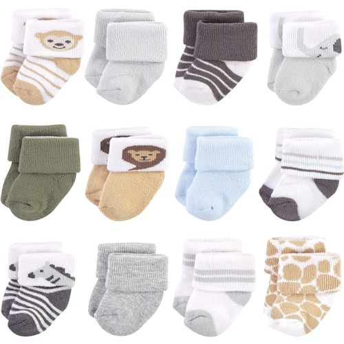 Hudson Baby Baby Girls' Cotton Rich Newborn and Terry Socks