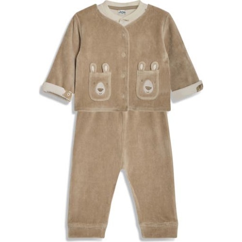 Velour Jacket, Long Sleeve Bodysuit & Pants Set, 3-6M