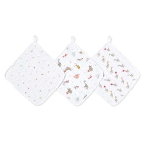 Elephant Circus Cotton Muslin Washcloths | aden + anais