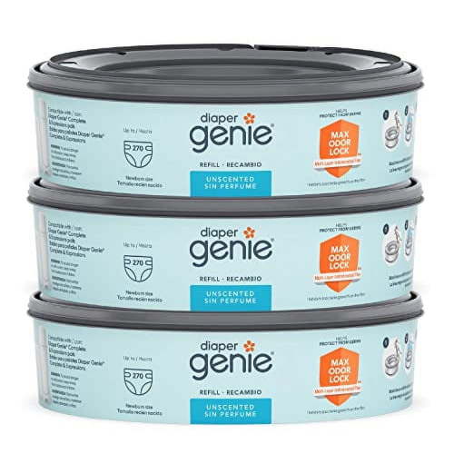 Diaper Genie Bags Refills 270 Count (Pack of 3) with Max Odor Lock | Holds Up to 810 Newborn Diapers