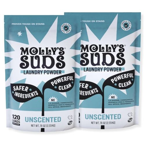 Molly's Suds Original Laundry Detergent Powder | Clean Laundry Detergent Powder for Sensitive Skin | Simple, Effective Ingredients, Stain Fighting | 240 Loads (Unscented)