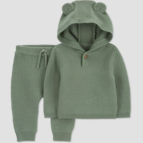 Carter's Just One You® Baby Boys' 2pc Bear Hooded Top & Bottom Set - Green, Size: Newborn