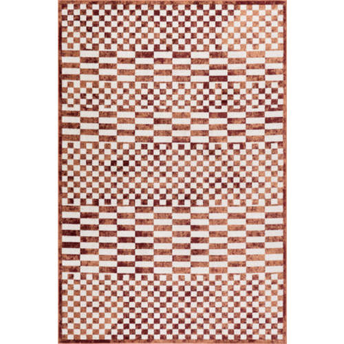 Kallie Washable Tiled Rug | Brick
