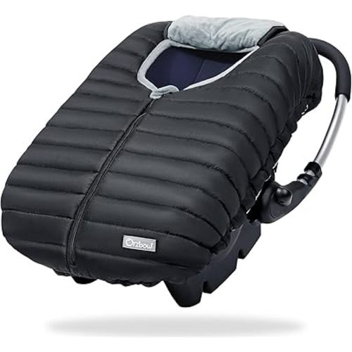 Orzbow Enfant Car Seat Covers - Cocoon Baby Cover for Boys & Girls, Rain & Snow Repellent, Breathable Windproof, Winter Protector, Center Zipper, Universal Fit for Infant Car Seat (0-12M), Black
