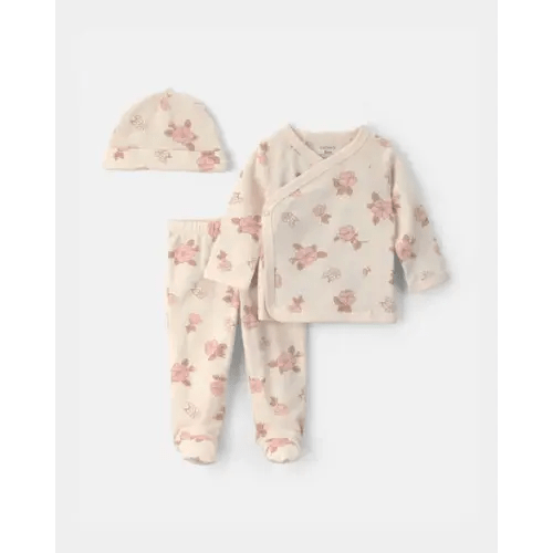 Baby Girl 3-Piece Floral Long-Sleeve Top & Pant Set - Ivory | Carter's