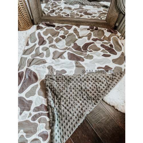 Old School Camo Minky Blanket