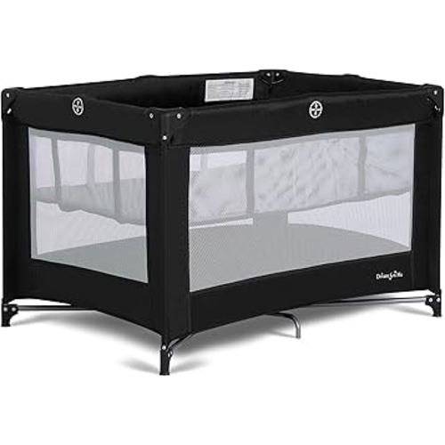 Dream On Me Zazzy Portable Playard with Bassinet in Black, Lightweight Packable and Easy Setup Baby Playard with Mattress and Travel Bag