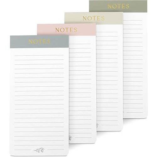 Beautiful Magnetic Notepads for Fridge - Set Of 4 Modern Note Pads With Lined Pages to Easily Write Notes & Make Grocery/Shopping Lists - The Perfect To Do Pad w/ Strong Magnets for Your Refrigerator