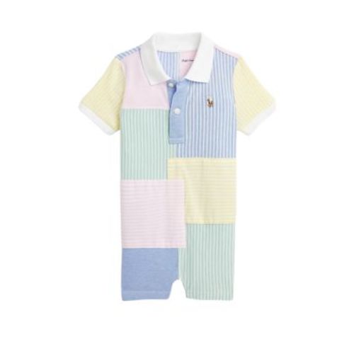 Baby Boys Patchwork Cotton Mesh Shortall