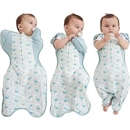 Transition Swaddle, Baby Swaddle 3-6 Months 12-18 lb, Arms In/Out Swaddle Sleep Sack with 2-Way Zipper Moisture-Wicking Fabric, Improves Sleep Snug Fit Helps Calm Startle Reflex(Whales and the sea)