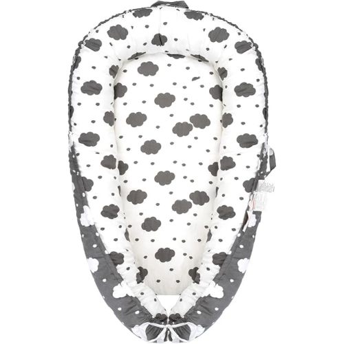 Baby Lounger for Newborn, Baby Nest Cover (0-24 Months), 100% Cotton Breathable Adjustable Portable Infant Lounger, Co Sleeper for Baby in Bed, Baby Essentials and Gifts