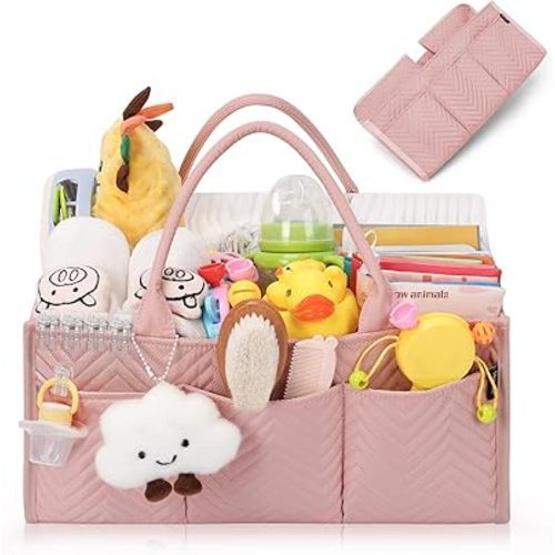 Skycase Diaper Caddy Organizer - Baby Basket for Baby Shower Gifts - Newborn Essentials for Changing Table Organizer - Nursery Baby Registry Must Haves - Diaper Caddy Basket for Car Room
