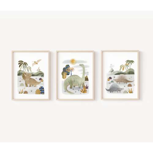 Dinosaur Art Print Set of 3
