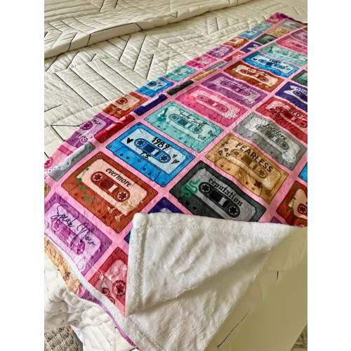 Eras Cassettes Taylor Swift Throw Blanket Minky Fleece 50x60