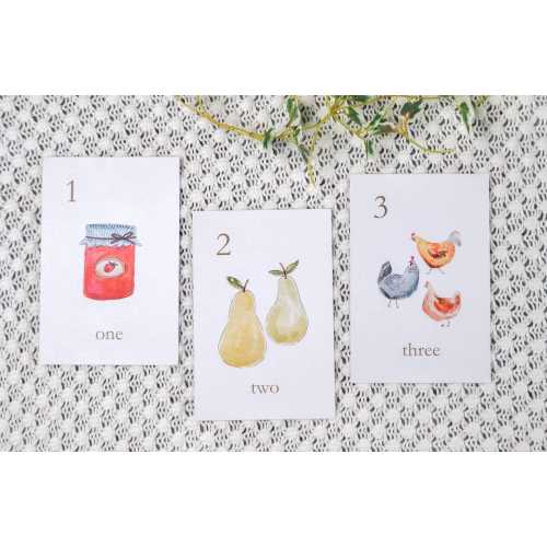 Number Flashcards 1-20 | Educational Number Flashcards | Watercolour Illustration Number Cards, Playroom Decor, Homeschool, Back to School