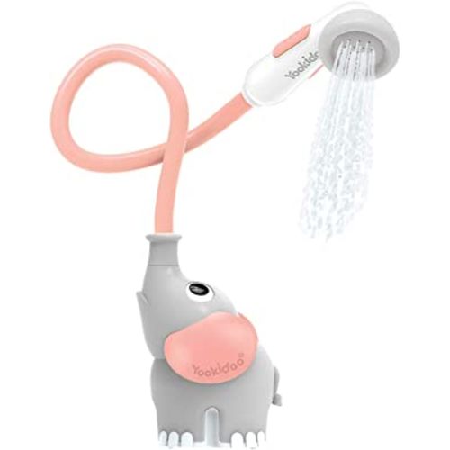 Yookidoo Baby Bath Shower Head - Elephant Water Pump with Trunk Spout Rinser - Control Water Flow from 2 Elephant Trunk Knobs for Maximum Fun in Tub or Sink for Newborn Babies(Pink)
