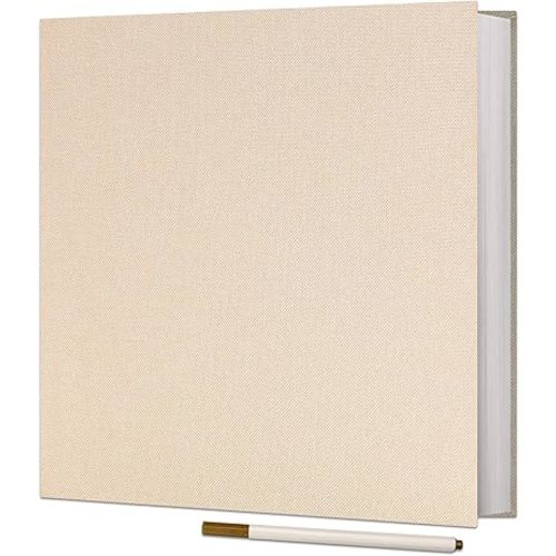 Vienrose Photo Album Self Adhesive 4x6 5x7 3x5 8x10 Scrapbook Album DIY Scrap Book with A Metallic Pen (11"x10.6" 60 Pages, Beige)