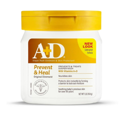 A+D Original Diaper Rash Ointment, Prevents & Protects Diaper Rash, Moisturizes & Heals Dry Skin With Vitamins A&D, 16oz Jar