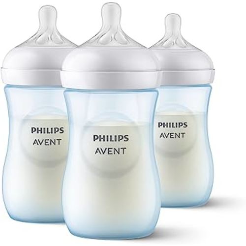 Philips AVENT Natural Baby Bottle with Natural Response Nipple, Blue, 9oz, 3pk, SCY903/23