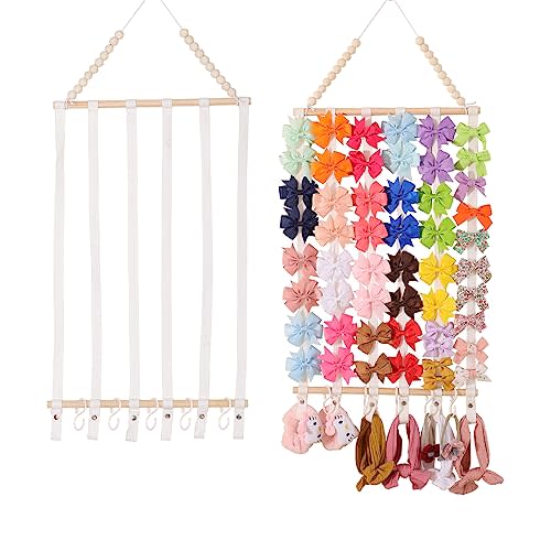 YOcity Bow Organizer for Girls Hair Bows Baby Headband Holder for Girls Hair Bows Storage Headband Organizer for Girls Hair Bows Display Hair Bow Hanging for Nursery Room (White)