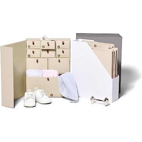Savor | The Original Deluxe Baby Keepsake Box | Fabric Bound Acid-Free Gender-Neutral Minimalist Newborn Keepsake and Memory Organizer with Labels | For Pregnancy, Mother’s Day, Baby Shower, New Baby
