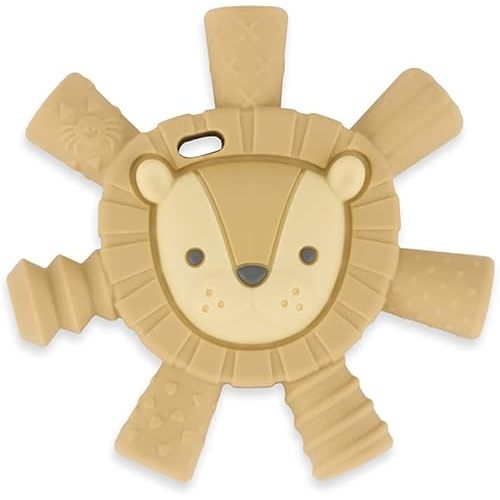 Itzy Ritzy - Ritzy Teether for Molars - Massages Sore Gums & Reaches Back Molars - Silicone Baby Teething Toy with Multiple Textures & Flexible Design - Teething Relief for 3 Months & Up (Lion)