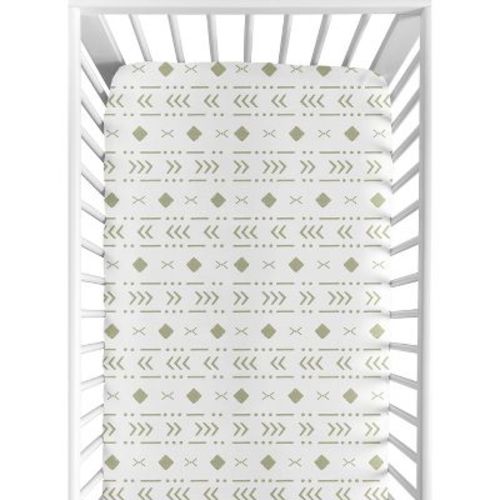 Sweet Jojo Designs Boy Or Girl Gender Neutral Unisex Baby Fitted Crib Sheet Boho Geometric White And Green
