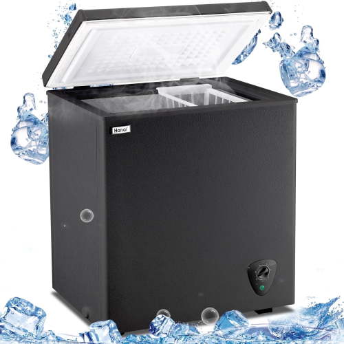 WANAI, Chest Freezer, 5.0 Cu.ft Capacity with Removable Basket, Black