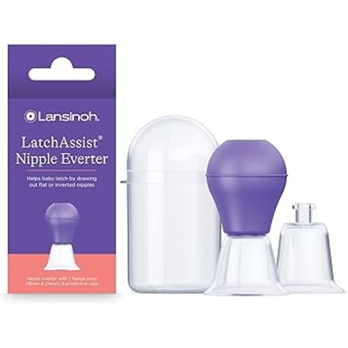 Lansinoh LatchAssist Nipple Everter for Breastfeeding with 2 Flange Sizes (19mm & 24mm) and Protective Case